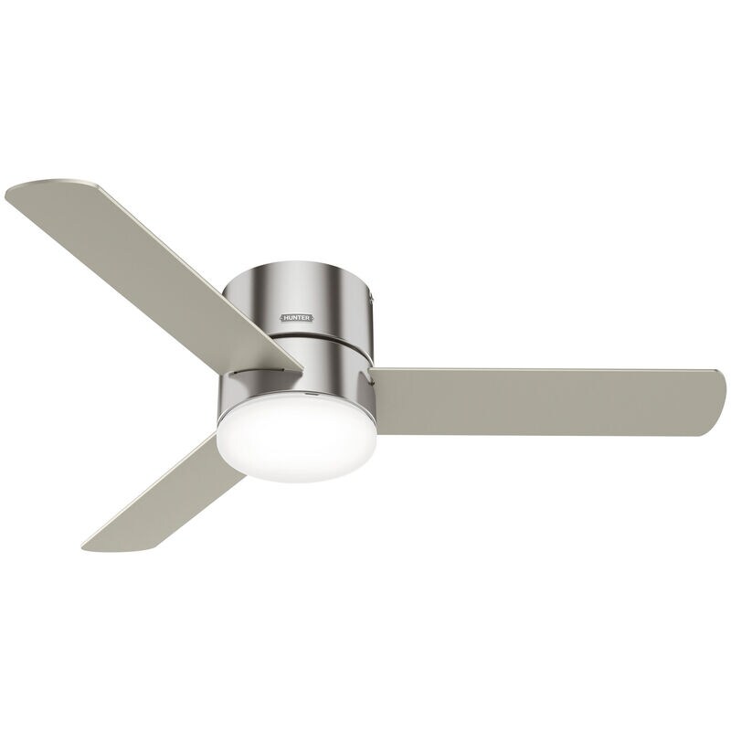 Hunter Minimus 52 in. Low Profile Ceiling Fan with LED Light Kit and Handheld Remote - Brushed Nickel, Brushed Nickel, hires