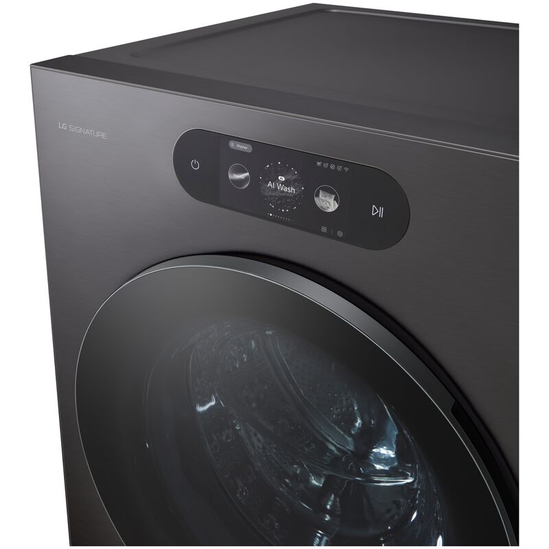LG 29 in. 5.8 cu. ft. Smart Stackable Front Load Washer with Built-In Intelligence, TurboWash 360, EZ Dispense, Sanitize & Steam Cycle - Brushed Black Steel, , hires