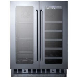 Summit 24 in. Undercounter Wine Cooler with Glass & Wood Racks, Dual Temperature Zones & 21 Bottle Capacity - Stainless Steel, , hires