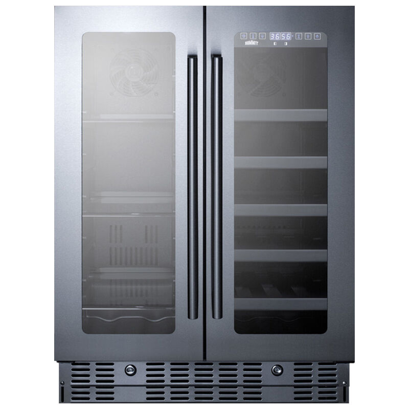 Summit 24 in. Undercounter Wine Cooler with Glass & Wood Racks, Dual Temperature Zones & 21 Bottle Capacity - Stainless Steel, , hires