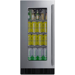 Summit 15 in. Built-In/Freestanding 1.8 cu. ft. Compact Left-Hinged Beverage Center with Adjustable Shelves & Digital Control - Stainless Steel, , hires