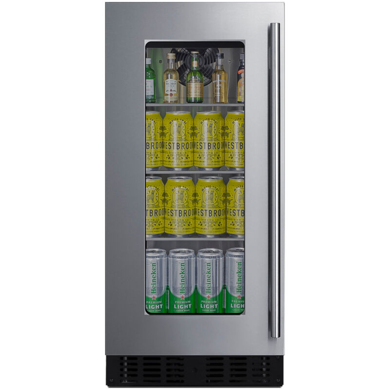 Summit 15 in. Built-In/Freestanding 1.8 cu. ft. Compact Left-Hinged Beverage Center with Adjustable Shelves & Digital Control - Stainless Steel, , hires