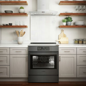 Bosch 800 Series 30 in. 4.6 cu. ft. True European Convection Slide-In Electric Range with 4 Induction Burners - Black Stainless Steel, , hires