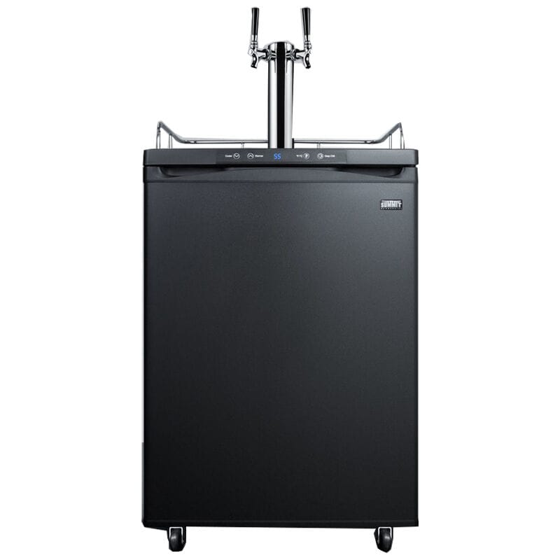 Summit 24 in. 5.6 cu. ft. Beer Dispenser with 2 Taps, Digital Controls & Digital Thermostat - Black, , hires