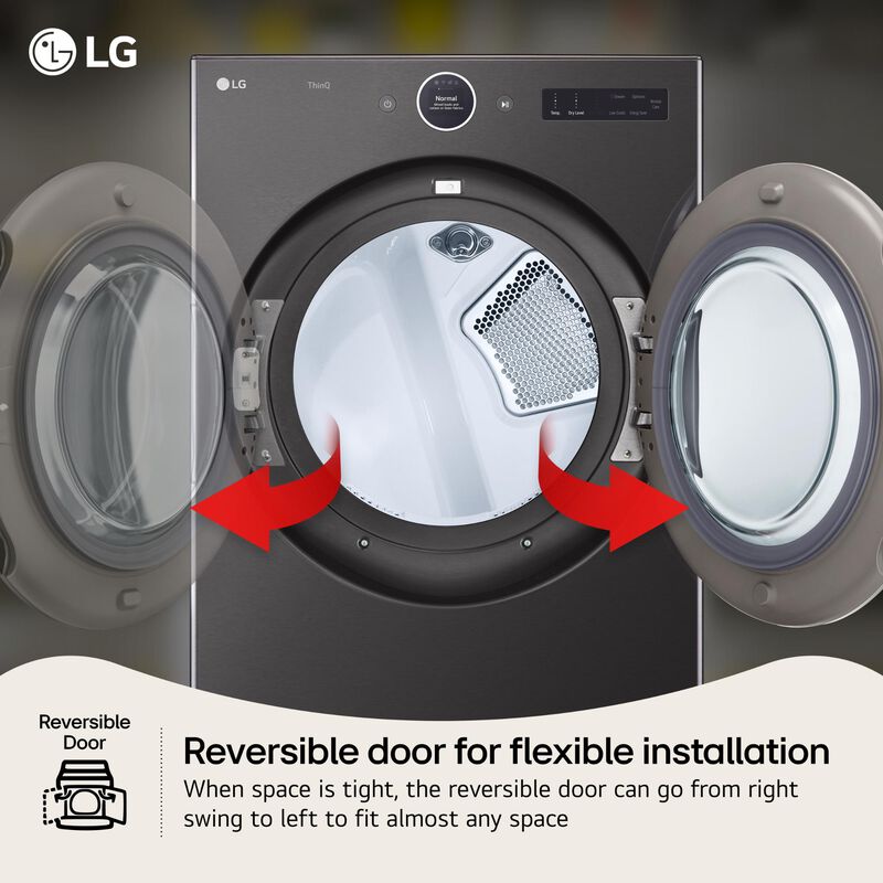 LG 27 in. 7.4 cu. ft. Electric Smart Dryer with 23 Dryer Programs, 11 Dry Options, Wrinkle Care & Sensor Dry - Black Steel, , hires