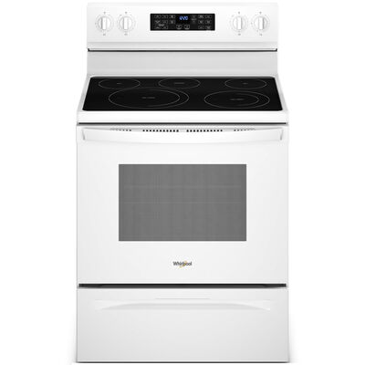 Whirlpool 30 in. 5.3 cu. ft. Air Fry Convection Oven Freestanding Electric Range with 5 Smoothtop Burners - White | WFE550S0LW