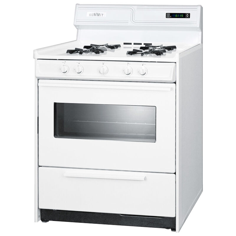 Summit 30 in. 3.7 cu. ft. Oven Freestanding Natural Gas Range with 4 Open Burners - White, , hires