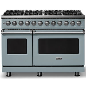 Viking 5 Series 48 in. 7.3 cu. ft. True European Convection Double Oven Dual Fuel Range with 8 Sealed Burners - November Sky, , hires
