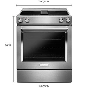KitchenAid 30 in. 6.4 cu. ft. Convection Oven Slide-In Electric Range with 4 Smoothtop Burners - Stainless Steel, , hires