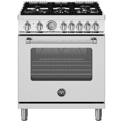 Bertazzoni Master Series 30 in. 4.7 cu. ft. Convection Oven Freestanding LP Gas Dual Fuel Range with 5 Sealed Burners - Stainless Steel | MAS305DFMXVL