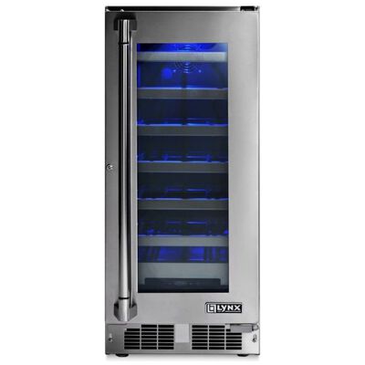 Lynx Professional Series 15 in. Outdoor Undercounter Wine Cooler with Wire Racks, Single Temperature Zone & 24-Bottle Capacity - Stainless Steel | LN15WINE