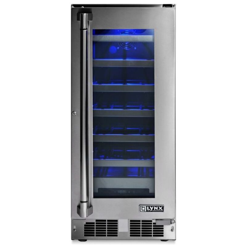 Lynx Professional Series 15 in. Outdoor Undercounter Wine Cooler with Wire Racks, Single Temperature Zone & 24-Bottle Capacity - Stainless Steel, , hires