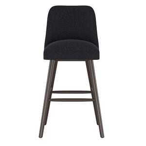 Skyline Furniture Modern Mid Century Bar Stool in Linen Fabric - Black, Black, hires