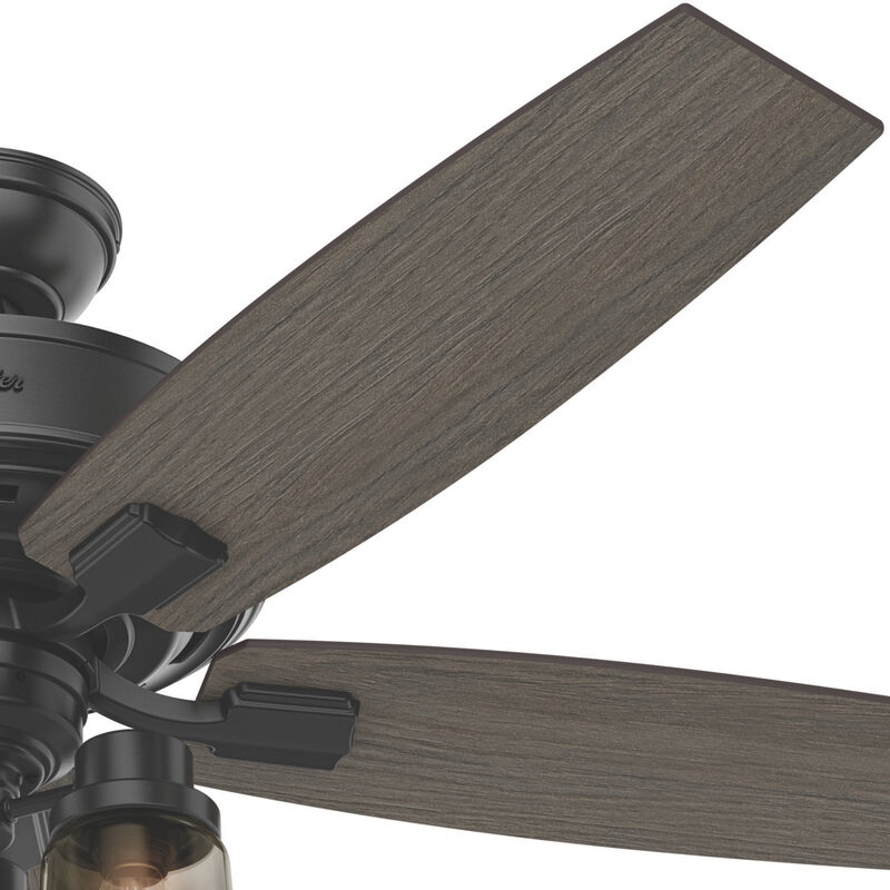 Hunter Bennett 52 in. 3-Light Ceiling Fan with LED Light Kit and Handheld Remote - Matte Black, Matte Black, hires