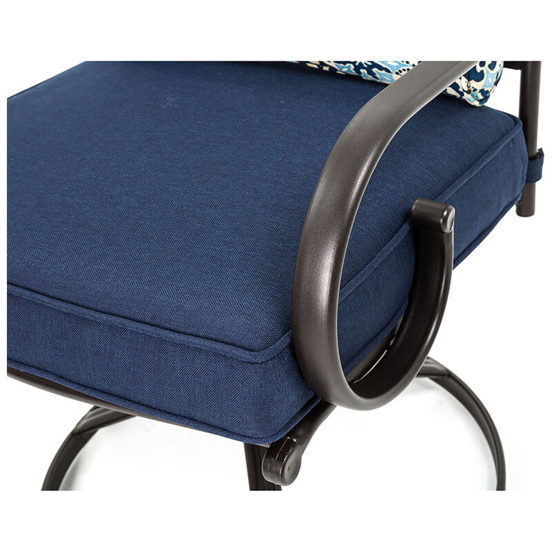 Montclair 5-Piece Patio Dining Set in Navy Blue with 4 Swivel Rockers and a 40 Inch Square Table, , hires