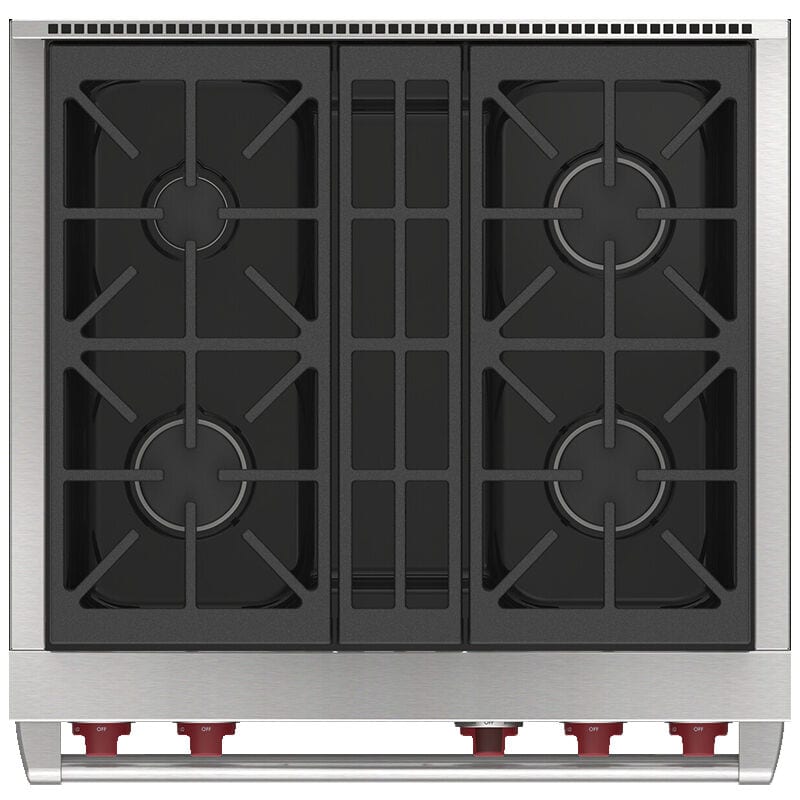 Wolf 30 in. 5.1 cu. ft. Smart Dual Convection Dual Fuel Range with 4 Sealed Burners - Stainless Steel, , hires