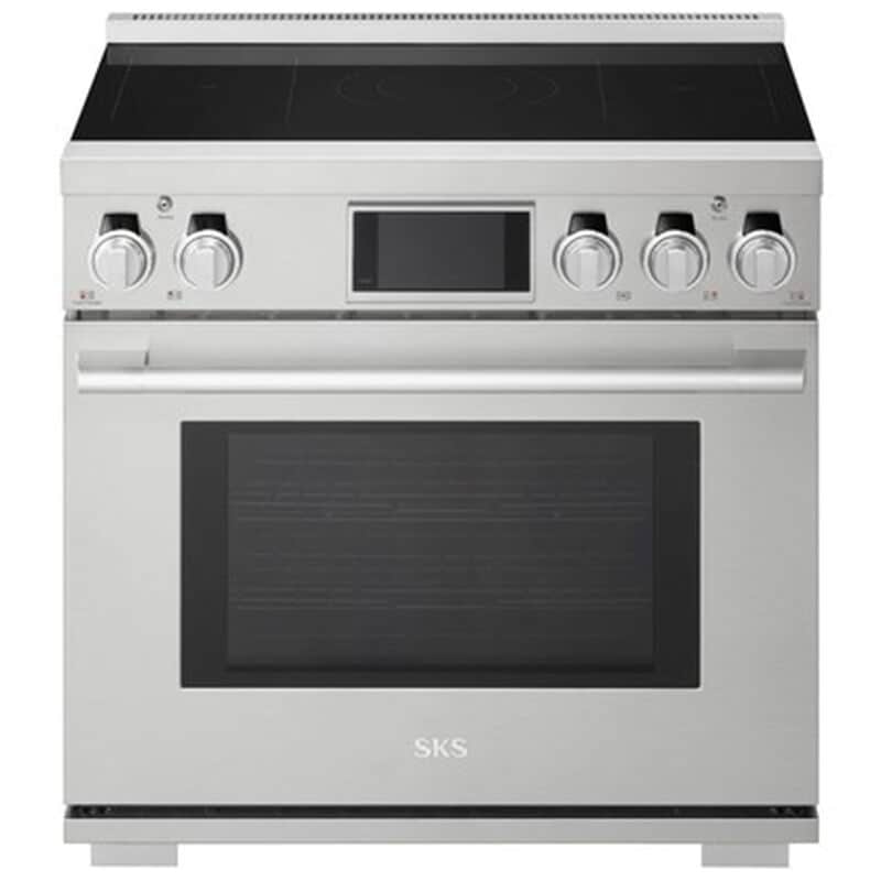 Signature Kitchen Suite 36 in. 6.3 cu. ft. Smart Air-Fry Standard Convection Steam Electric Range with 5 Induction Burners - Stainless Steel, , hires