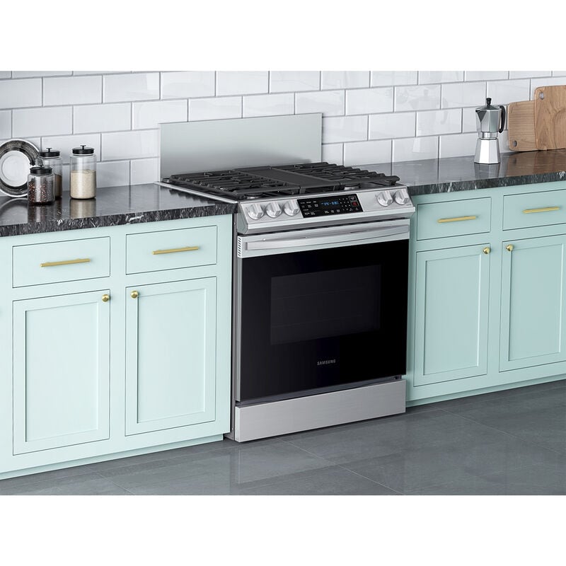 Samsung 9 in. Backguard for 30 in. Slide-in Ranges - Stainless Steel, , hires