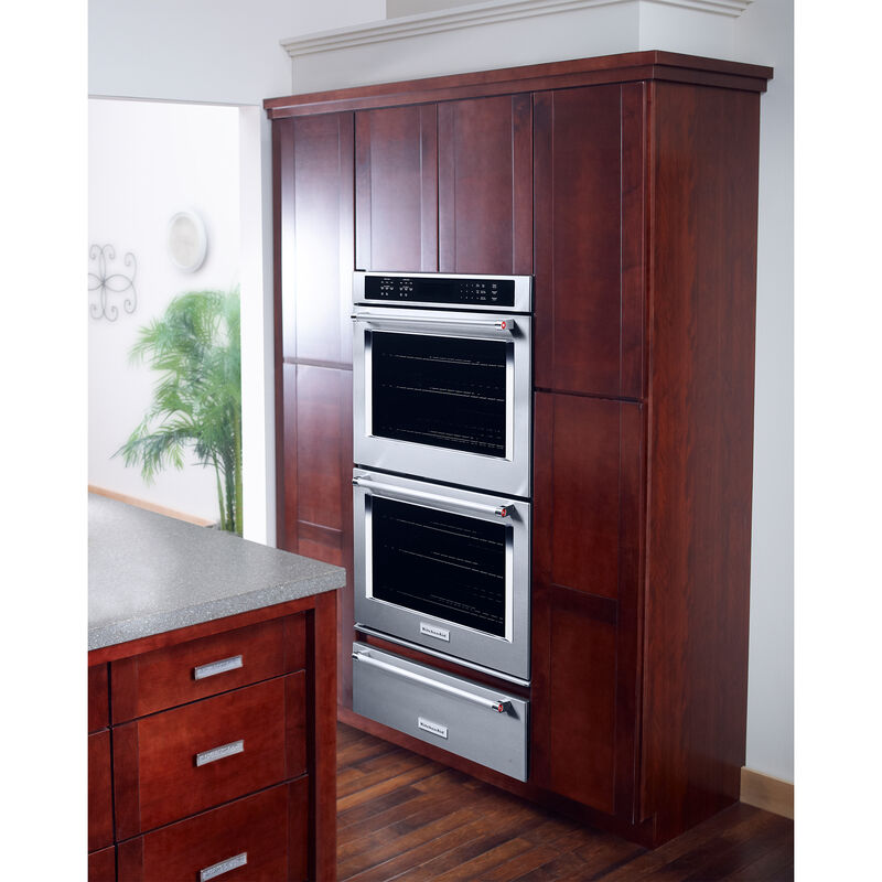 KitchenAid 30inch 10.0 Cu. Ft. Electric Double Wall Oven with True European  Convection & Self Clean - Stainless Steel