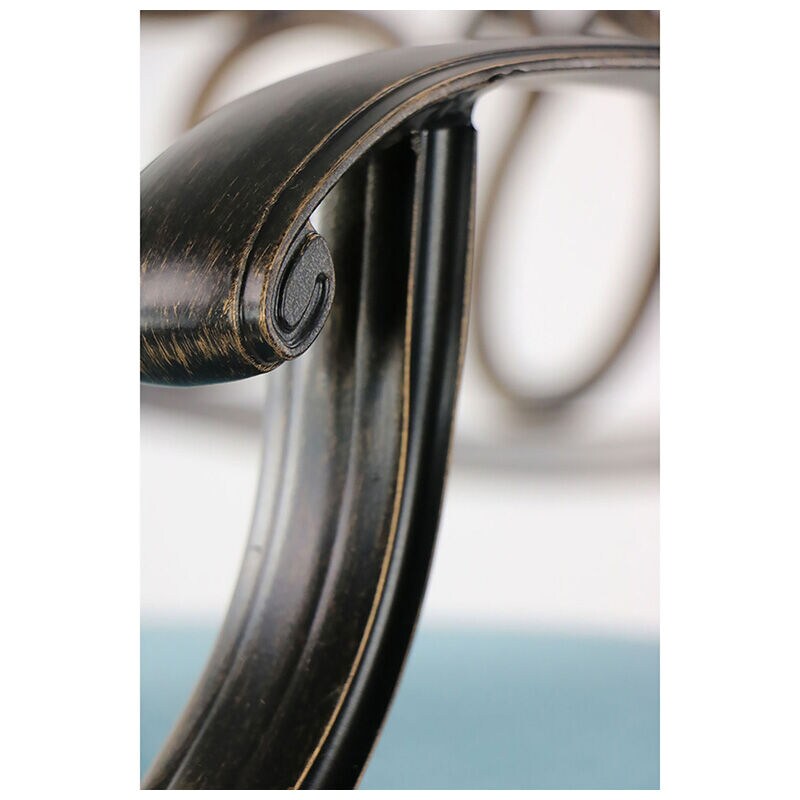 Hanover Traditions 7-Piece Dining Set in Blue with a 60 In. Round Cast-top Table and Six Swivel Rockers, , hires