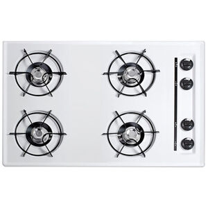 Summit 30 in. 4-Burner Natural Gas Cooktop with Gas Spark Ignition - White, , hires