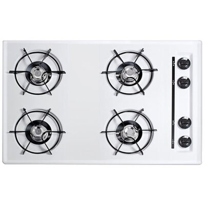 Summit 30 in. 4-Burner Natural Gas Cooktop with Gas Spark Ignition - White | WNL053