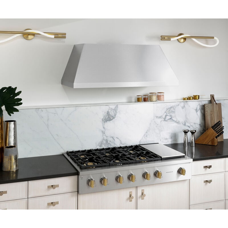 Monogram 48 in. Smart Ducted Standard Style Range Hood with 1220 CFM, 4 Fan Speeds & 1 LED Light - Stainless Steel, , hires