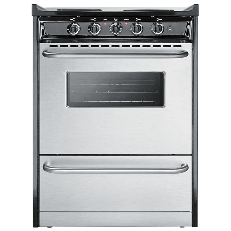 Summit 24 in. 2.9 cu. ft. Oven Slide-In Electric Range with 4 Coil Burners - Stainless Steel, , hires