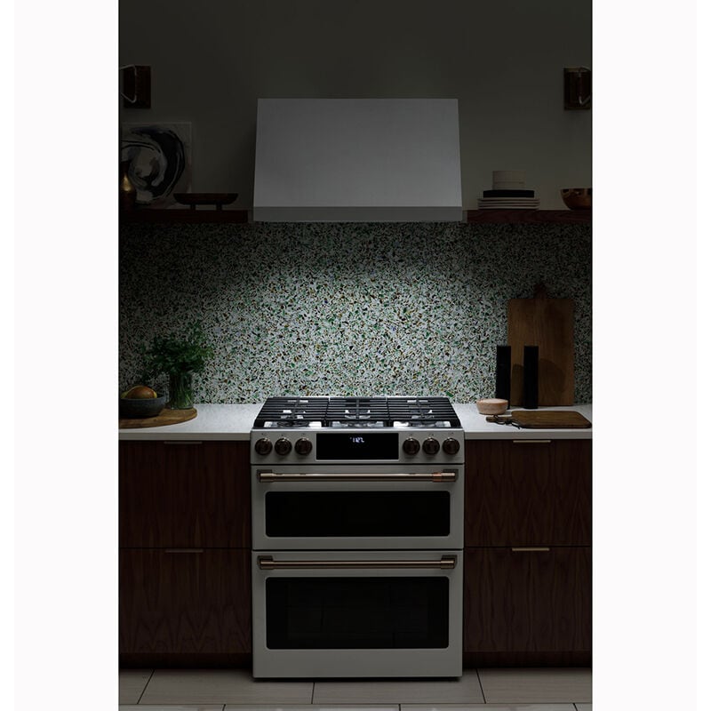 Cafe 30 in. Smart Convertible Canopy Pro Style Style Range Hood with 600 CFM, 4 Fan Speeds & 2 LED Lights - Matte White, , hires