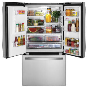 GE 36 in. 25.6 cu. ft. French Door Refrigerator with External Ice & Water Dispenser - Stainless Steel, Stainless Steel, hires