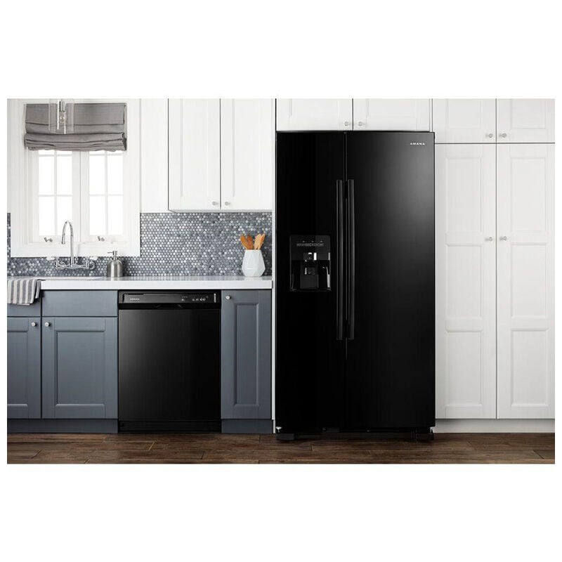 Amana 36 in. 24.6 cu. ft. Side by Side Refrigerator with Ice & Water Dispenser - Black, Black, hires