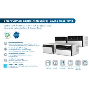 Friedrich Kuhl Inverter Series 12,600 BTU 230V Smart Window/Wall Air Conditioner with Heat Pump, 3 Fan Speeds, Remote Control - Cool Grey, , hires