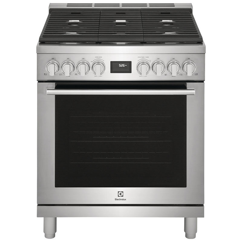 Electrolux 30 in. 4.6 cu. ft. True European Convection Dual Fuel Range with 5 Sealed Burners - Stainless Steel, , hires
