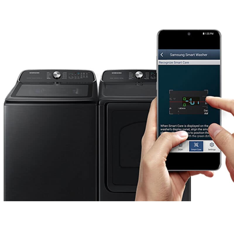 Samsung 27 in. 7.4 cu. ft. Smart Electric Dryer with Sensor Dry, Sanitize & Steam Cycle - Brushed Black, Brushed Black, hires