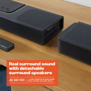 JBL - BAR 1000 7.1.4ch Dolby Atmos Soundbar with Wireless Subwoofer and Detachable Rear Speakers - Black, , hires