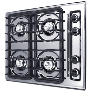 Summit 24 in. 4-Burner Natural Gas Cooktop Gas Spark Ignition - Stainless Steel Look, , hires