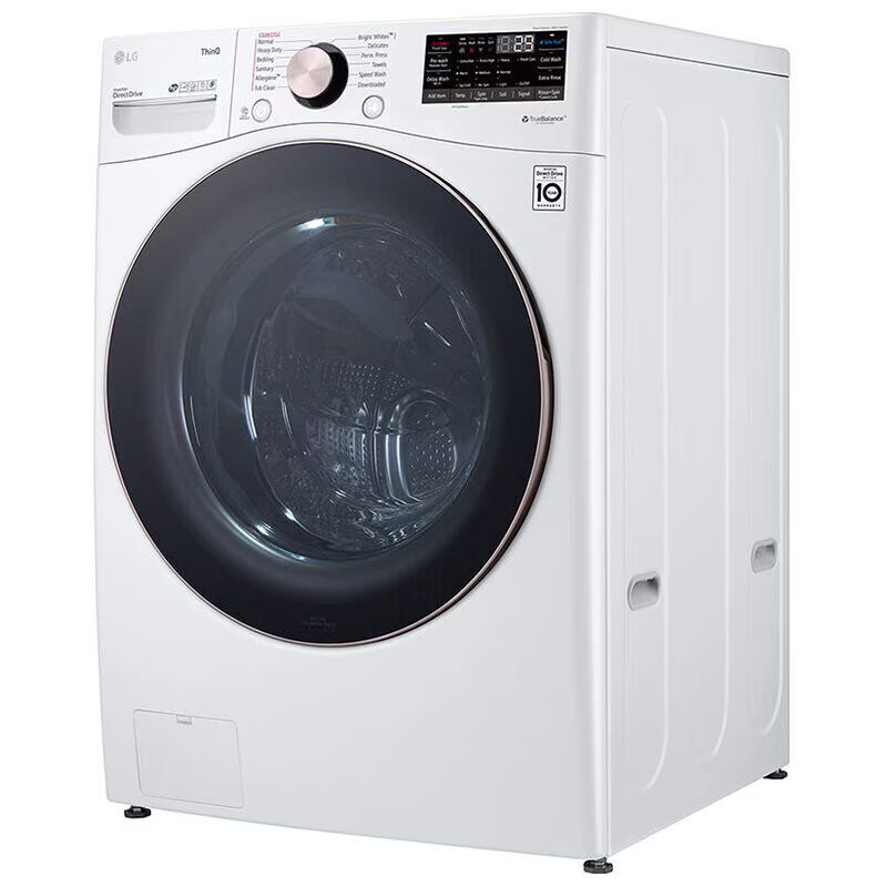 LG 27 in. 4.5 cu. ft. Smart Stackable Front Load Washer with TurboWash 360, Sanitize & Steam Wash Cycle - White, White, hires