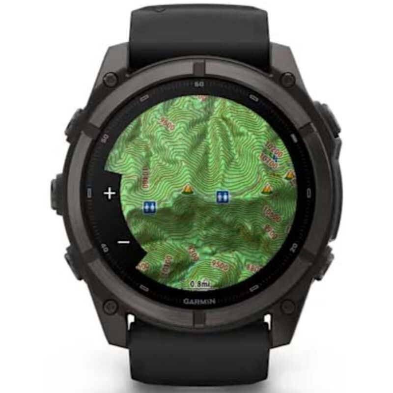 Garmin fenix 9 51 mm, AMOLED Smart Watch - Carbon Gray DLC Titanium with Black Silicone Band, , hires
