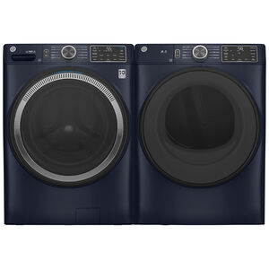 GE 28 in. 7.8 cu. ft. Smart Stackable Gas Dryer with Sanitize Cycle & Sensor Dry - Sapphire Blue, Sapphire Blue, hires