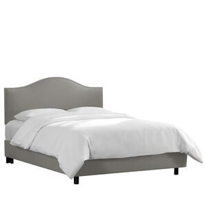 Skyline Full Nail Button Bed in Linen - Grey, Grey, hires