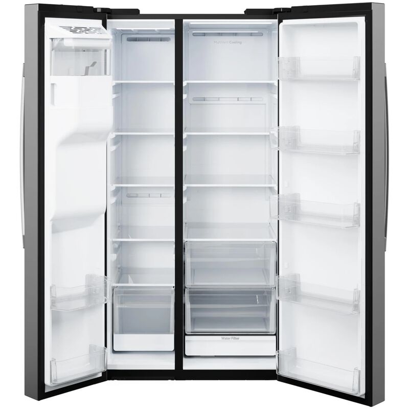 GE 36 in. 23.6 cu. ft. Counter Depth Side-by-Side Refrigerator with Ice & Water Dispenser - Fingerprint Resistant Stainless, Fingerprint Resistant Stainless, hires