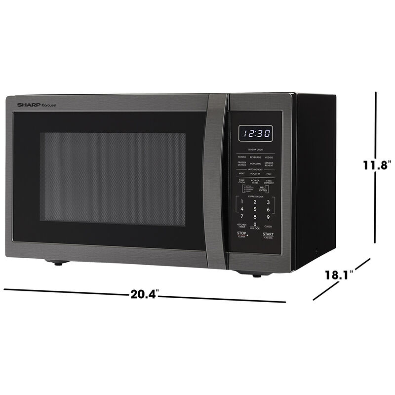 Sharp 20 in. 1.4 cu. ft. 1100W Countertop Microwave with Sensor Cooking - Black Stainless Steel, , hires