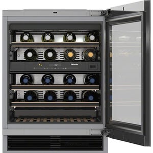 Miele 24 in. Undercounter Wine Cooler with Wood Racks, Dual Temperature Zones & 34 Bottle Capacity - Black, , hires