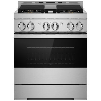 JennAir Noir Series 30 in. 4.1 cu. ft. Smart Convection Oven Freestanding Gas Range with 4 Sealed Burners - Stainless Steel | JGRP430HM