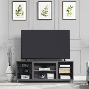 Manhattan Comfort Brighton 60" TV Stand with Glass Shelves & Media Wire Management - Gray, , hires