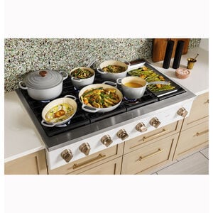 Cafe 48 in. 6-Burner Natural Gas Rangetop with Griddle, Simmer Burner & Power Burner - Matte Black, Matte Black, hires