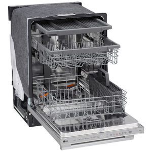 LG 24 in. Top Control Smart Dishwasher with 46 dBA Sound Level, 3rd Rack, QuadWash Pro & Dynamic Heat Dry - PrintProof Stainless Steel, , hires