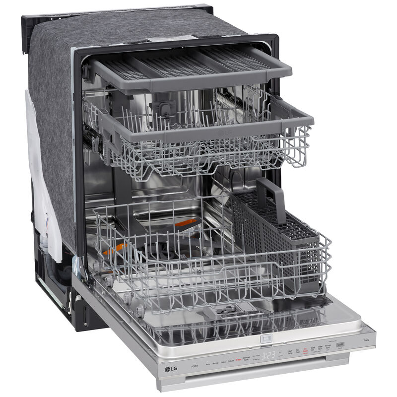 LG 24 in. Top Control Smart Dishwasher with 46 dBA Sound Level, 3rd Rack, QuadWash Pro & Dynamic Heat Dry - PrintProof Stainless Steel, , hires