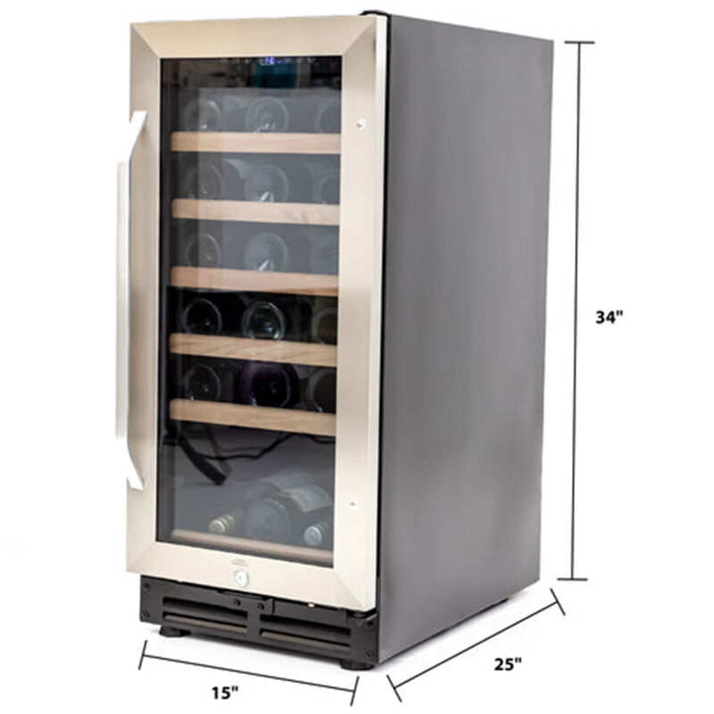 Avanti 15 in. Undercounter Wine Cooler with Single Zone & 30 Bottle Capacity - Stainless Steel, , hires
