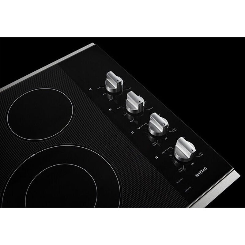 Maytag 30 in. 4-Burner Electric Cooktop with Power Burner, Reversible Grill & Griddle - Stainless Steel, , hires
